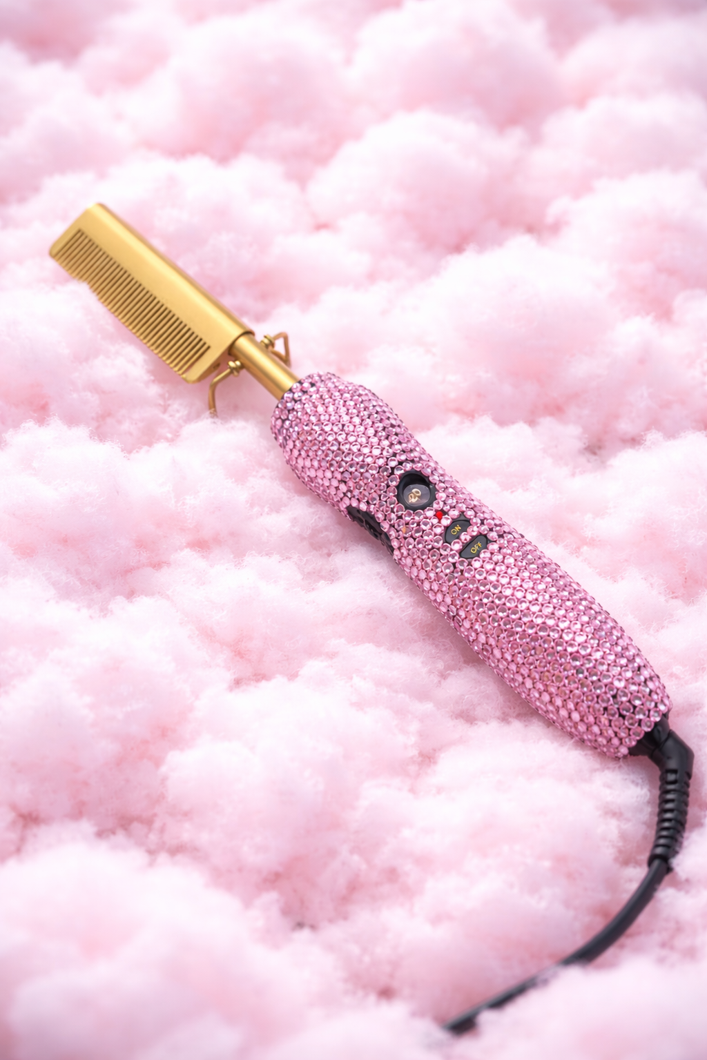 Dream Girl™ Hot Comb Straightener with Rhinestones – Electric Heating Comb