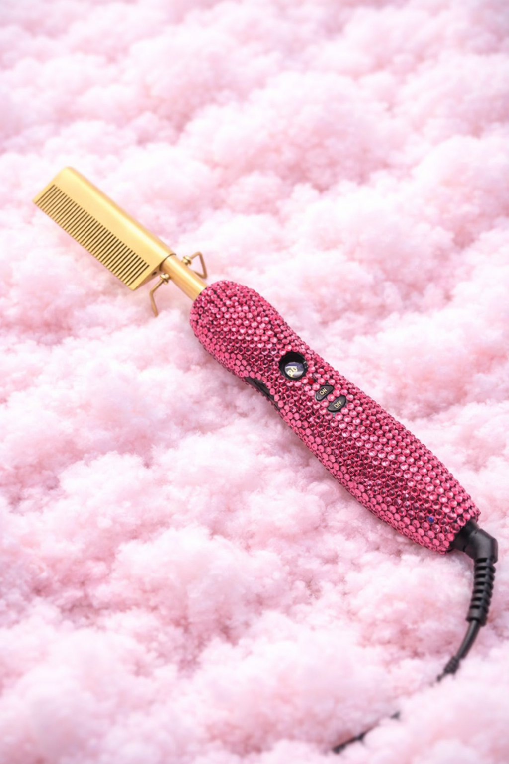 Dream Girl™ Hot Comb Straightener with Rhinestones – Electric Heating Comb