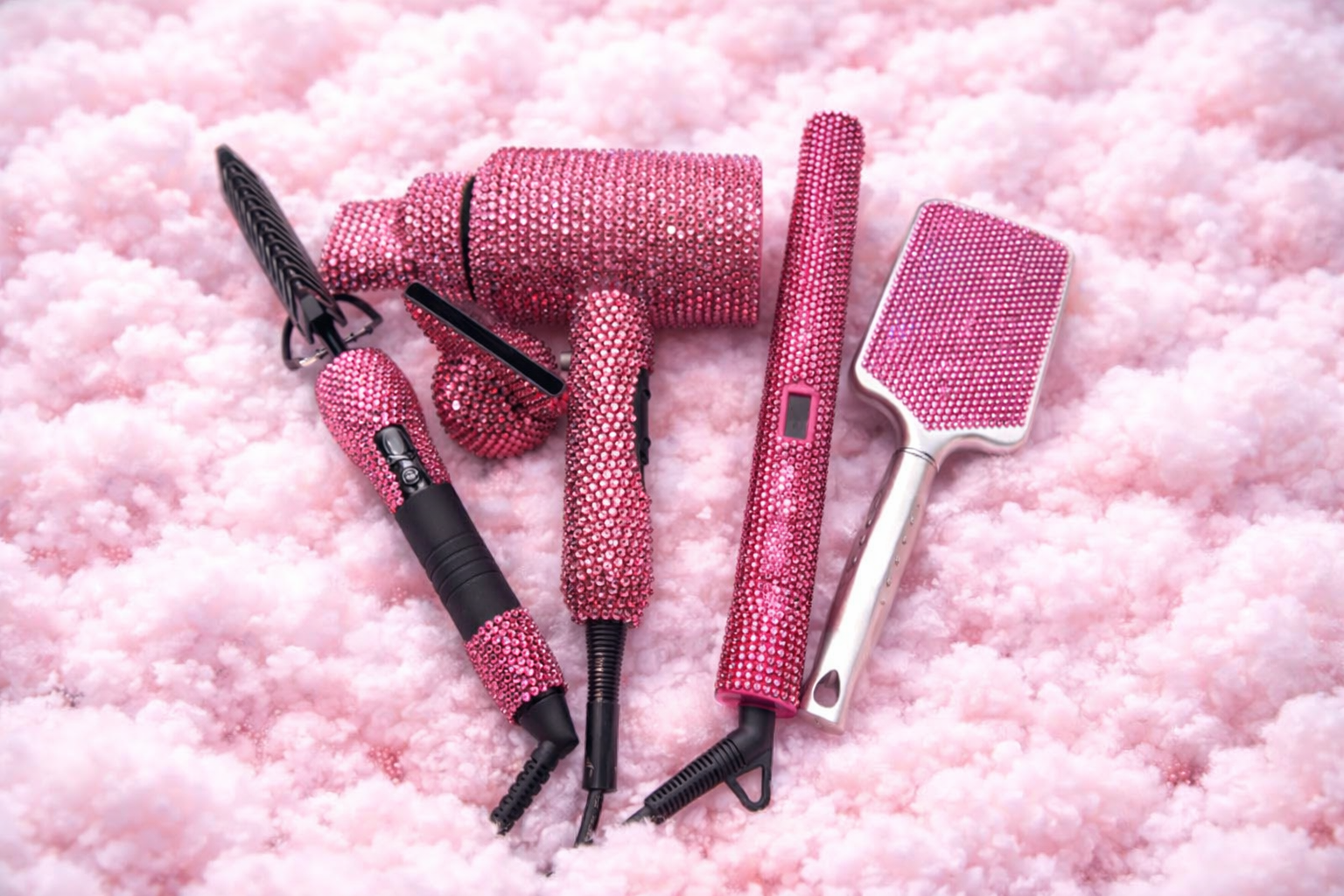 Dream Girl™ Hair Hot Tools Set – Rhinestone Flat Iron, Heating Comb & Blow Dryer + More